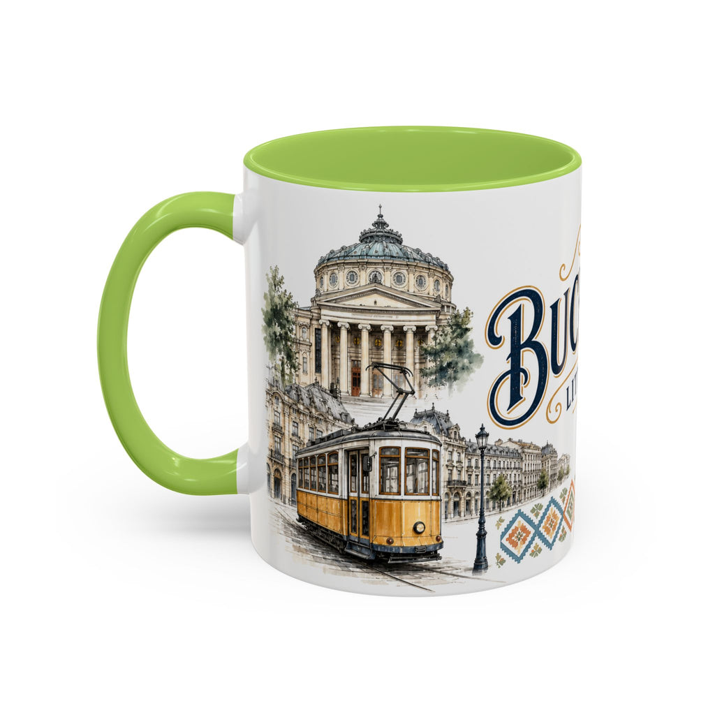 Bucharest Coffee Mug | Romania Travel Souvenir | Vintage Illustrated City Gift | 11 oz 15 oz Accent Mug