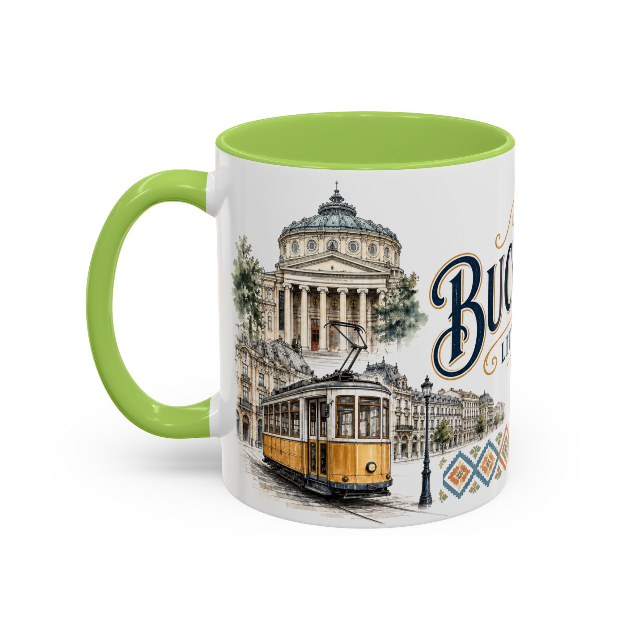 Bucharest Coffee Mug | Romania Travel Souvenir | Vintage Illustrated City Gift | 11 oz 15 oz Accent Mug