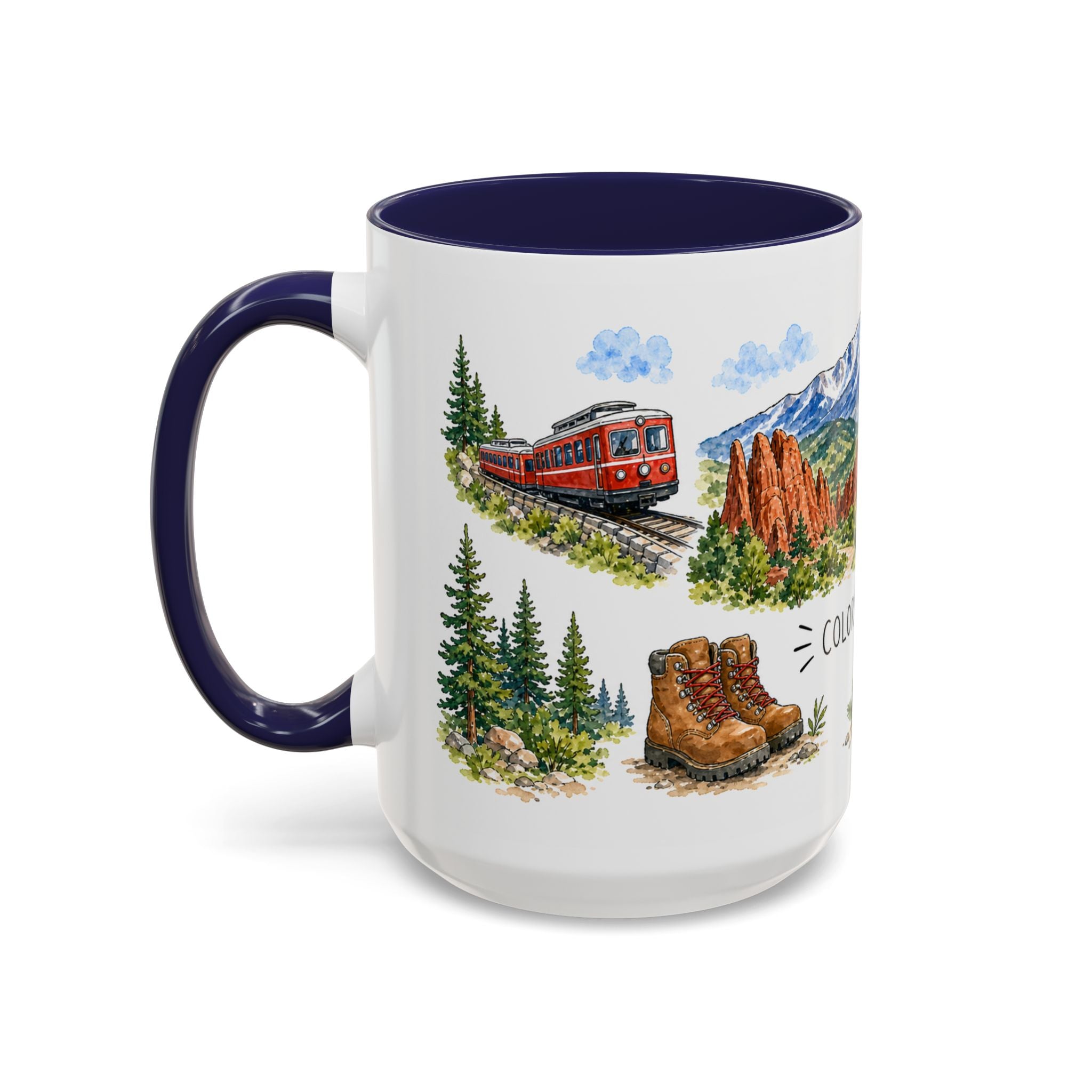 Colorado Springs Illustrated Travel Mug | City Souvenir Accent Coffee Mug | 11oz 15oz Ceramic Cup