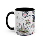 Thank You Teacher Coffee Mug | For Helping Me Grow Appreciation Gift | Accent Color Ceramic 11oz 15oz