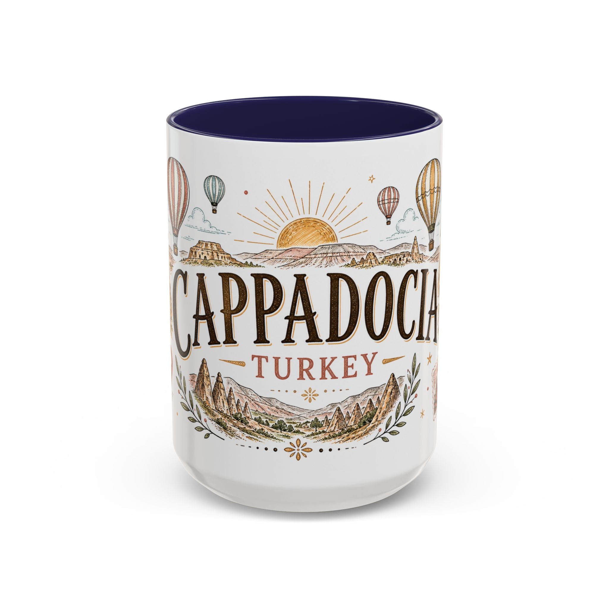 Cappadocia Coffee Mug | Travel Destination Souvenir Gift | Accent Color Ceramic 11oz 15oz