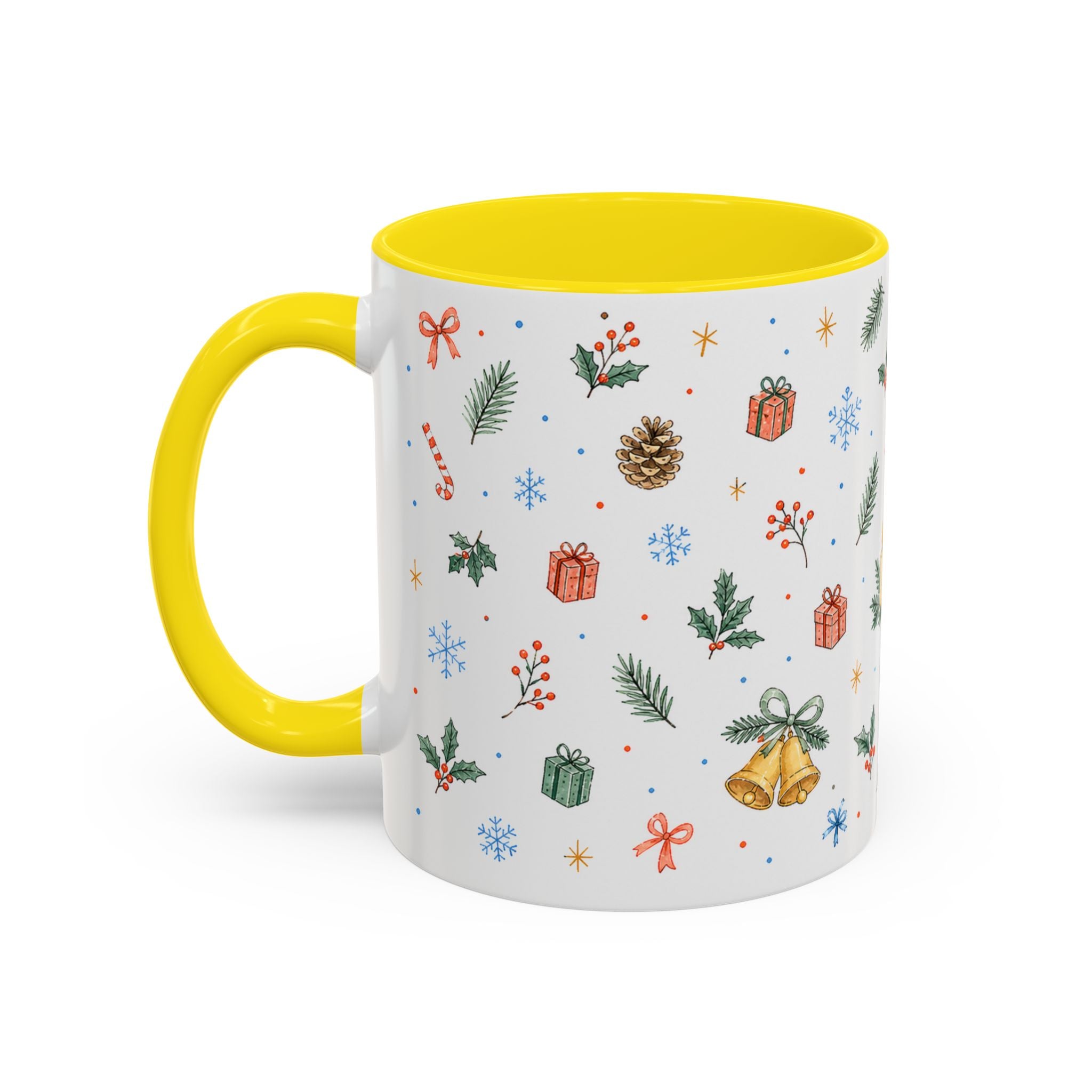 Christmas Candle Mug | Holly Wreath Watercolor Holiday Gift | Accent Cup 11oz 15oz