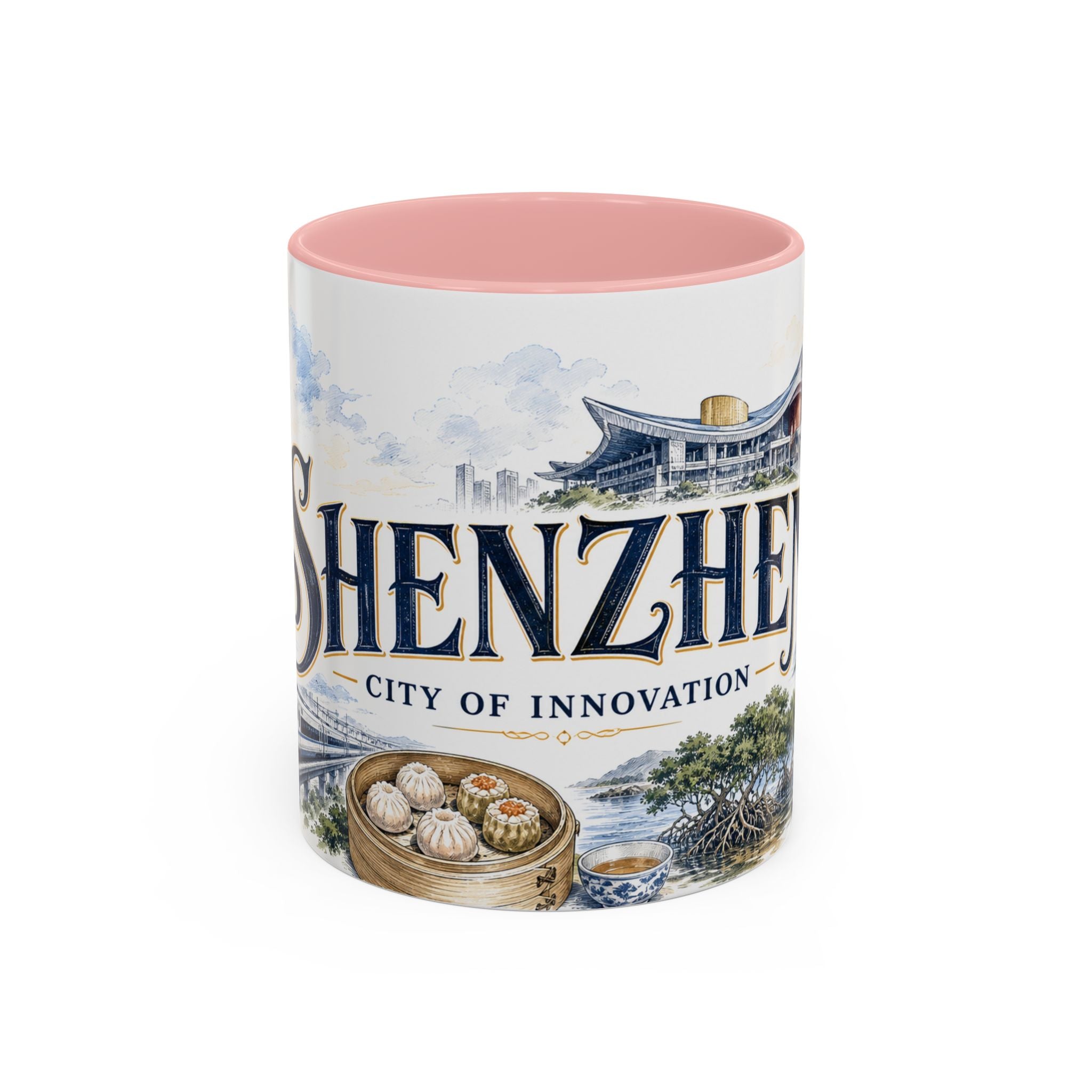 Shenzhen Coffee Mug | China Travel Souvenir | Vintage Illustrated City Gift | 11 oz 15 oz Accent Mug