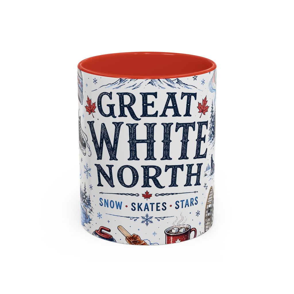 Great White North Coffee Mug | Canadian Pride Gift | Accent Color Ceramic 11oz 15oz