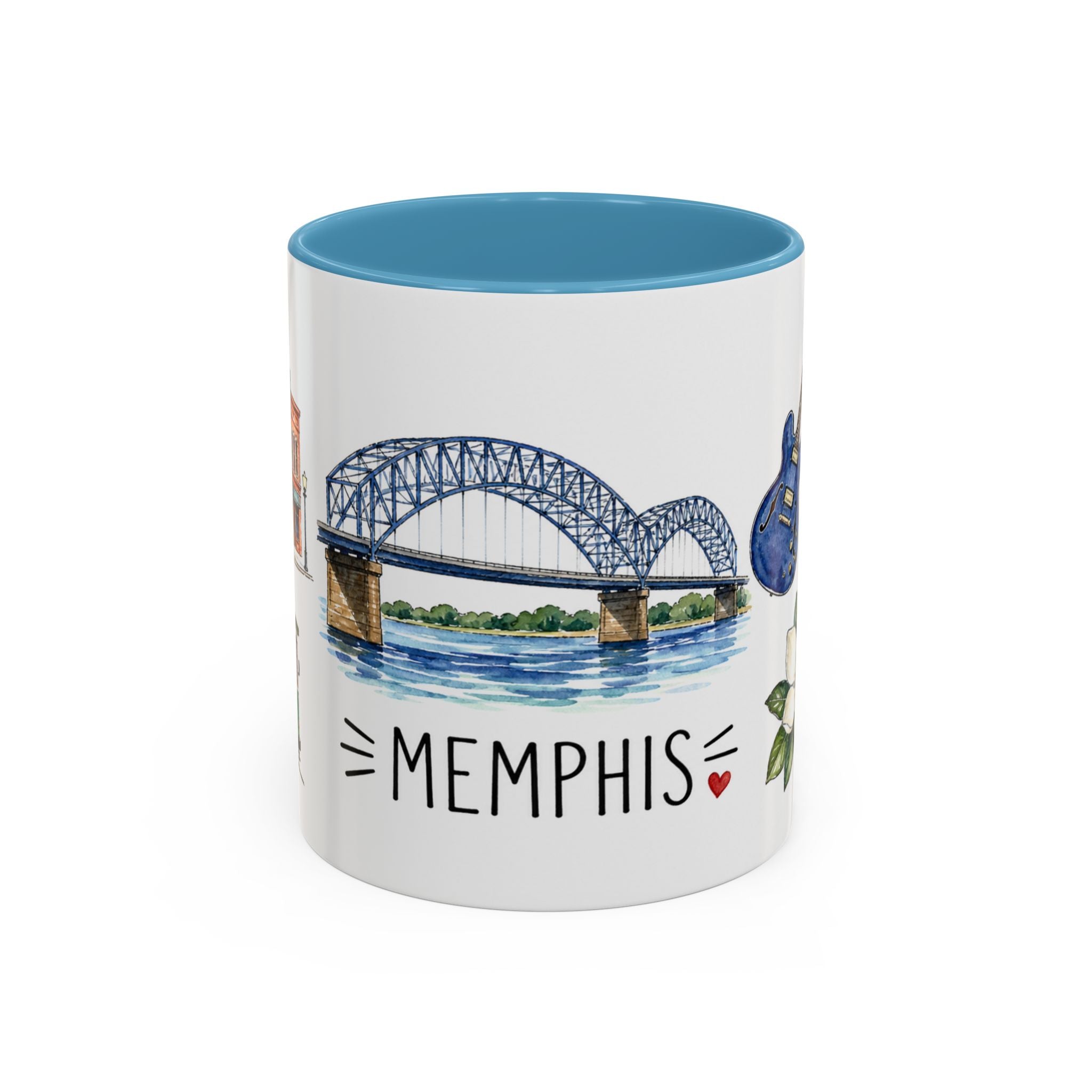 Memphis Illustrated Travel Mug | City Souvenir Accent Coffee Mug | 11oz 15oz Ceramic Cup
