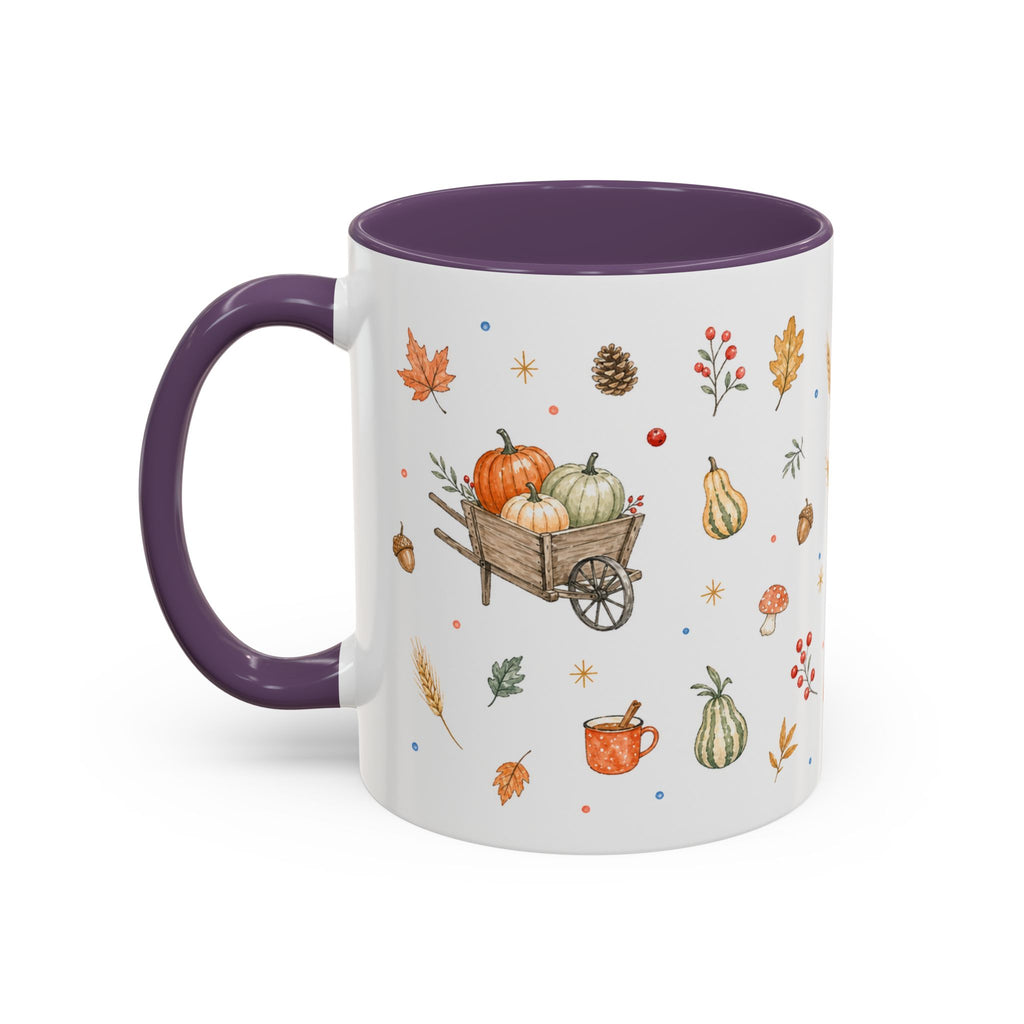 Thanksgiving Mug | Country Harvest Watercolor Gift | Pumpkin Scarecrow Accent Cup 11oz 15oz