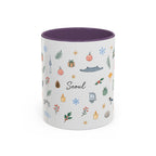 Seoul Christmas Mug | Watercolor Travel Souvenir | Holiday Gift | Accent Ceramic Coffee Cup 11oz 15oz