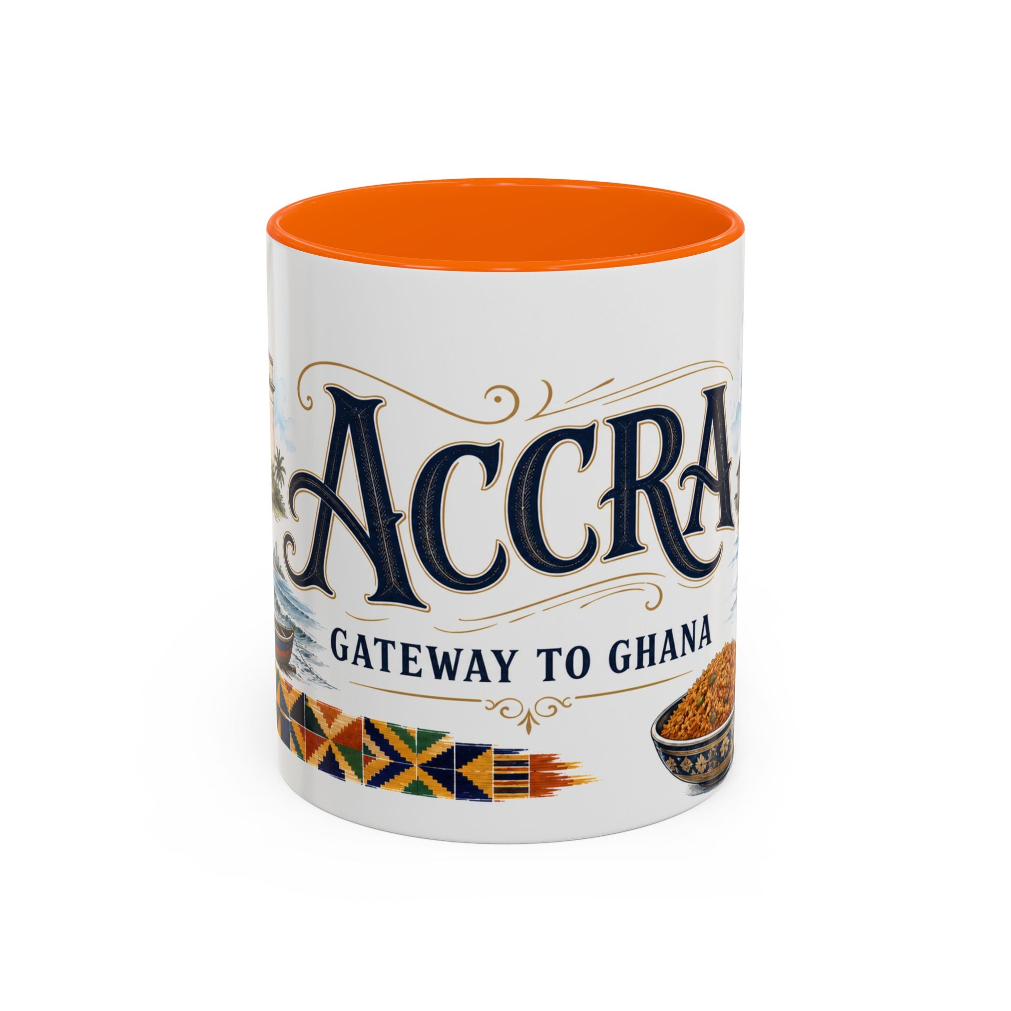 Accra Coffee Mug | Ghana Travel Souvenir | Vintage Illustrated City Gift | 11 oz 15 oz Accent Mug