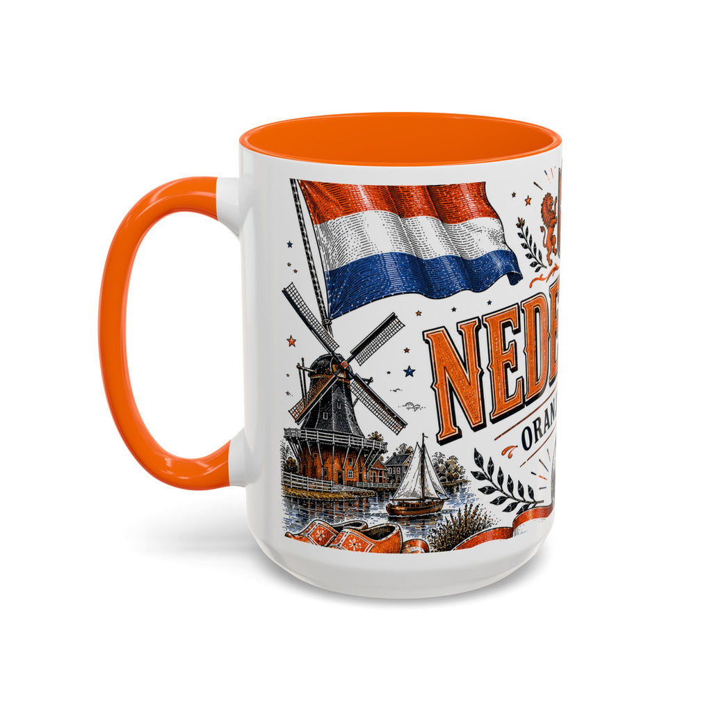 Netherlands Soccer Coffee Mug | World Cup Fan Gift | Accent Color Ceramic 11oz 15oz Match Day Cup