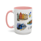 Stockholm Illustrated Travel Mug | City Souvenir Accent Coffee Mug | 11oz 15oz Ceramic Cup