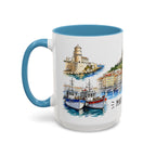 Marseille Illustrated Travel Mug | City Souvenir Accent Coffee Mug | 11oz 15oz Ceramic Cup