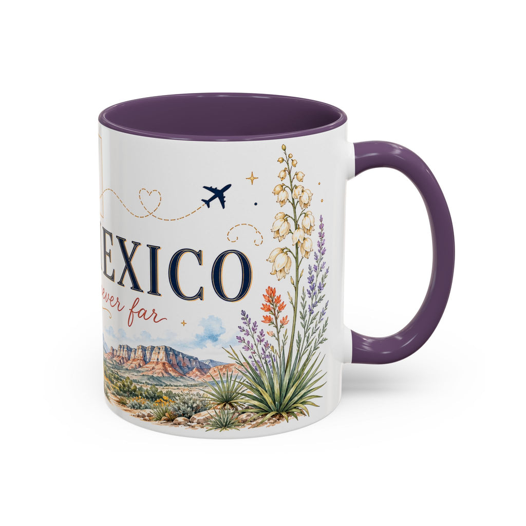New Mexico State Map Mug | Desert Scenery, Yucca Flower Accent Coffee Cup
