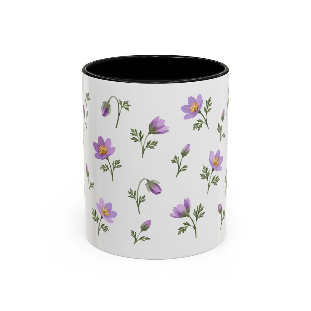 South Dakota Pasque Flower Mug, State Flower Floral Coffee Cup, 11oz Botanical Gift