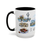 Geneva Illustrated Travel Mug | City Souvenir Accent Coffee Mug | 11oz 15oz Ceramic Cup