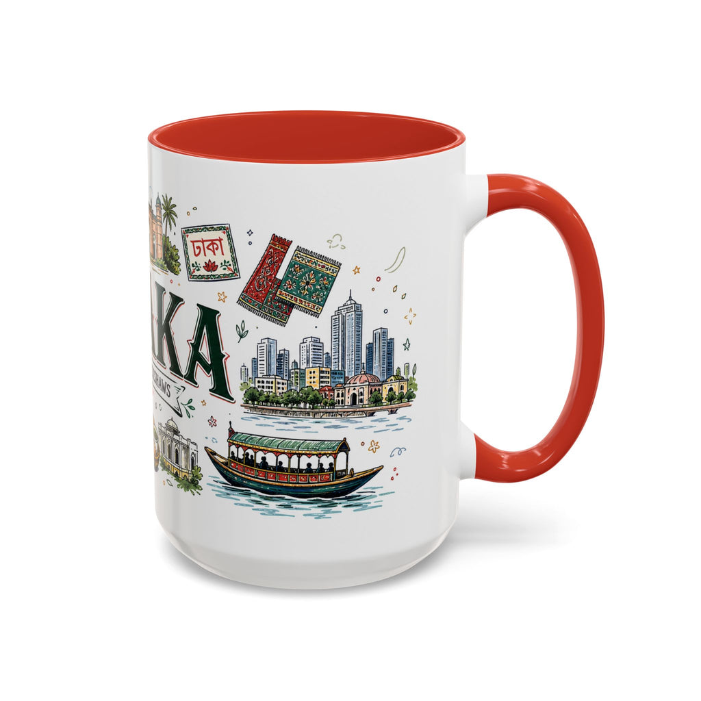 Dhaka Coffee Mug | Bangladesh Souvenir Travel Gift | Accent Color Ceramic 11oz 15oz