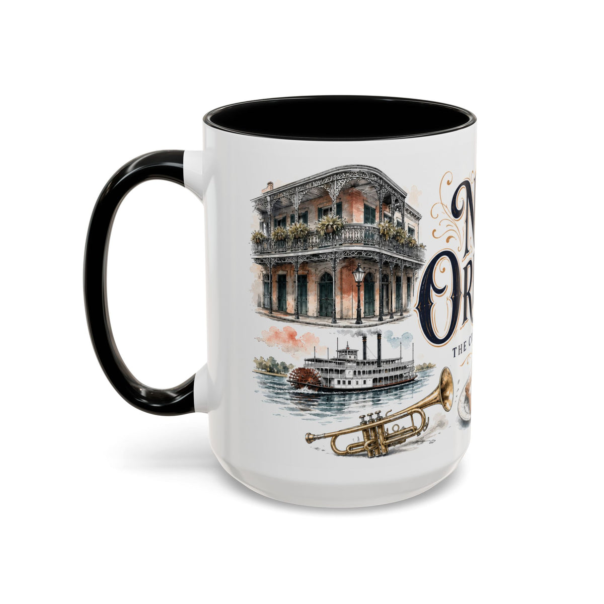 New Orleans Coffee Mug | United States Travel Souvenir | Vintage Illustrated City Gift | 11 oz 15 oz Accent Mug
