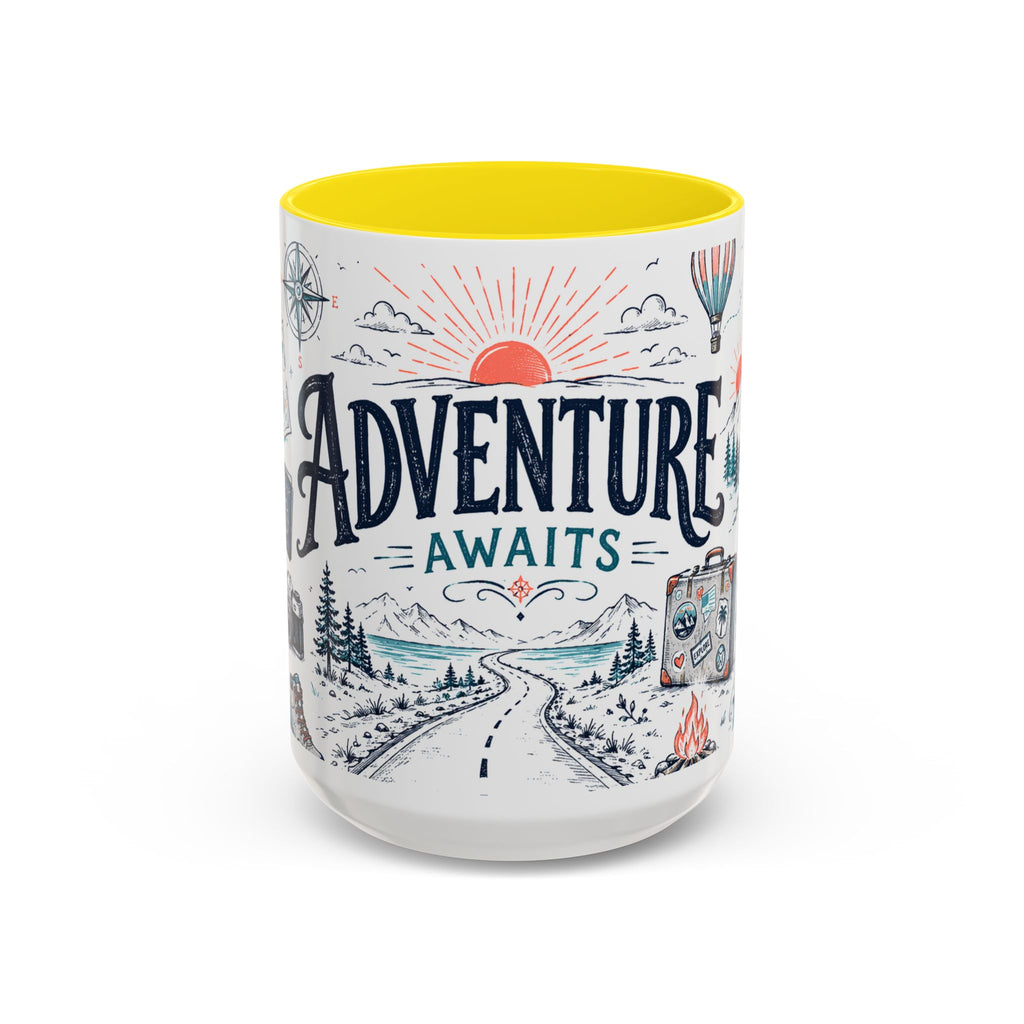 Adventure Awaits Coffee Mug | Class of 2026 Graduation Gift | Accent Color Ceramic 11oz 15oz