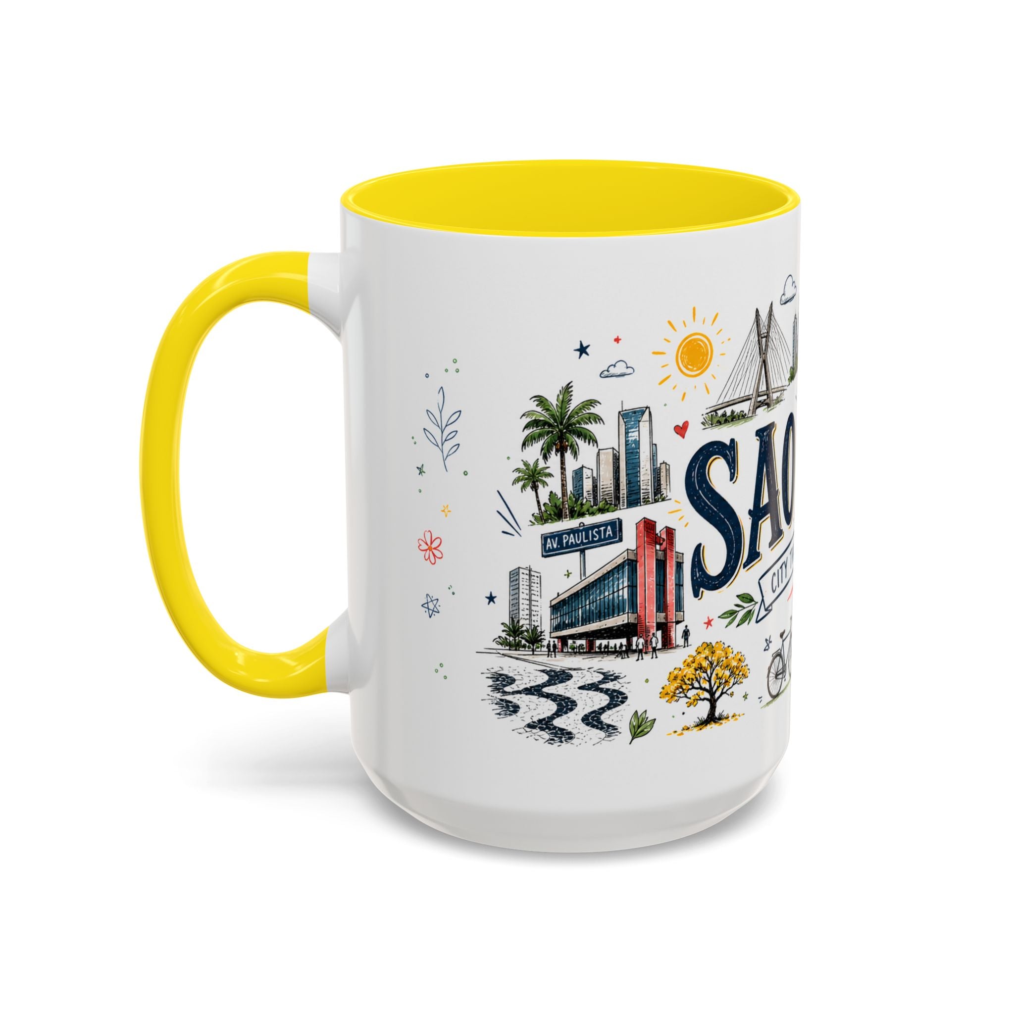 Sao Paulo Coffee Mug | Brazil Souvenir Travel Gift | Accent Color Ceramic 11oz 15oz