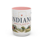Indiana State Mug | Moving Away, Long Distance Friendship Gift | Botanical Map Accent Cup