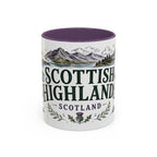 Scottish Highlands Coffee Mug | Travel Destination Souvenir Gift | Accent Color Ceramic 11oz 15oz