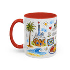 Barcelona Travel Mug | European City Souvenir Accent Coffee Mug | 11oz 15oz Ceramic Cup