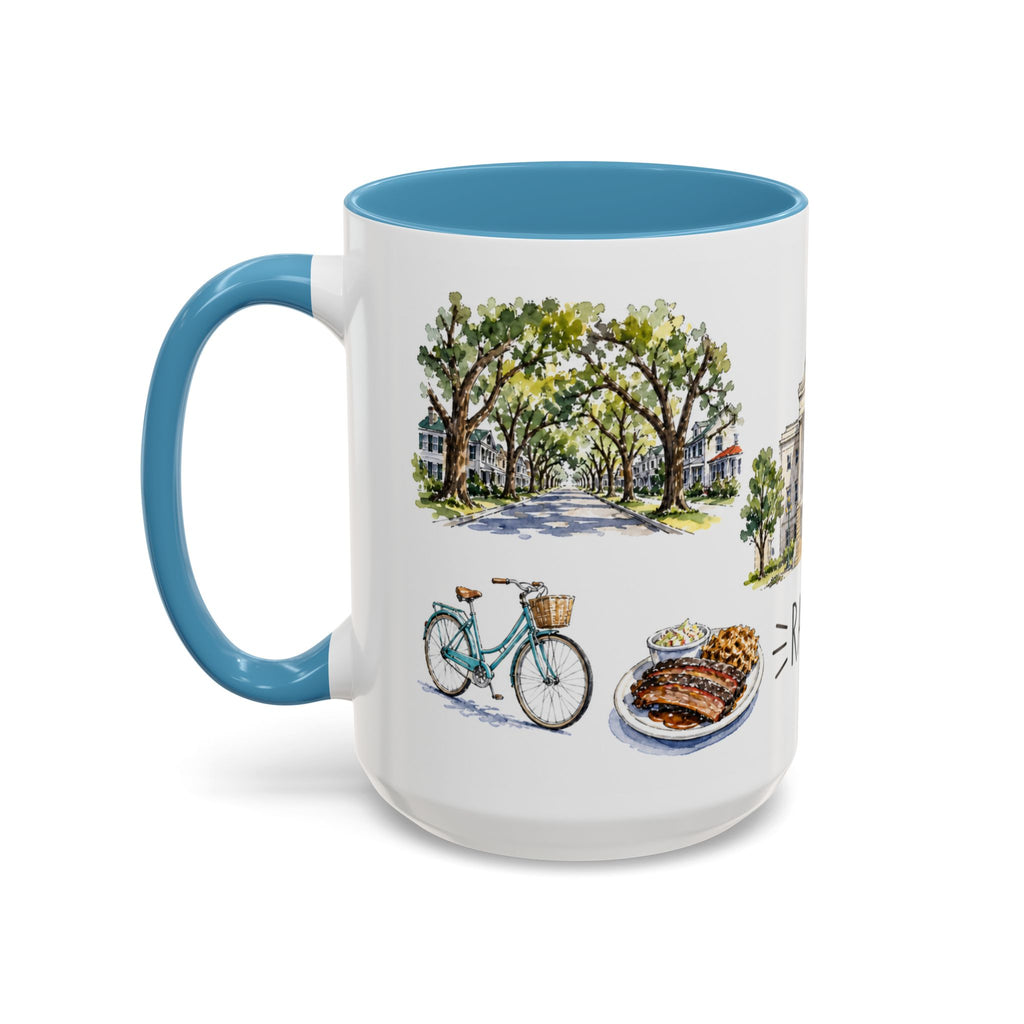 Raleigh Illustrated Travel Mug | City Souvenir Accent Coffee Mug | 11oz 15oz Ceramic Cup