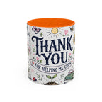 Thank You Teacher Coffee Mug | For Helping Me Grow Appreciation Gift | Accent Color Ceramic 11oz 15oz