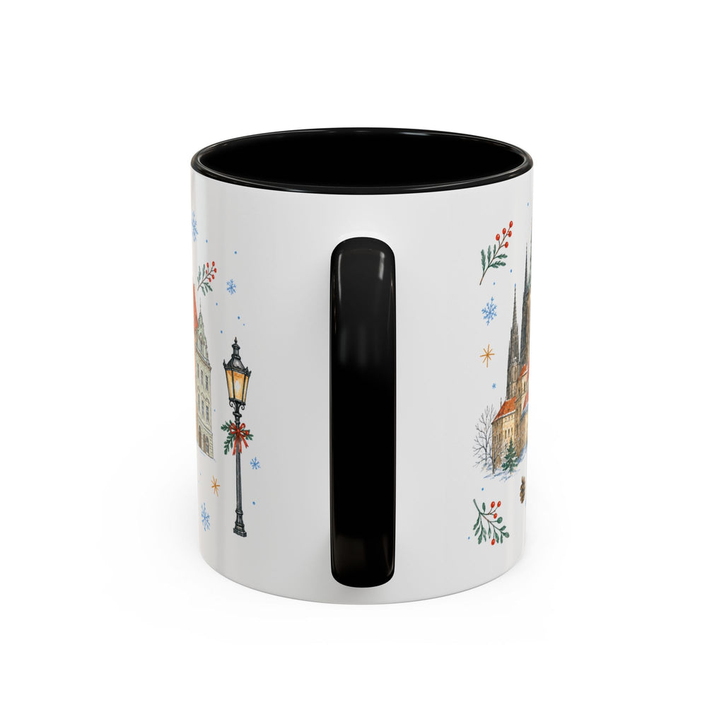 Prague Christmas Mug | Watercolor Travel Souvenir | Holiday Gift | Accent Ceramic Coffee Cup 11oz 15oz