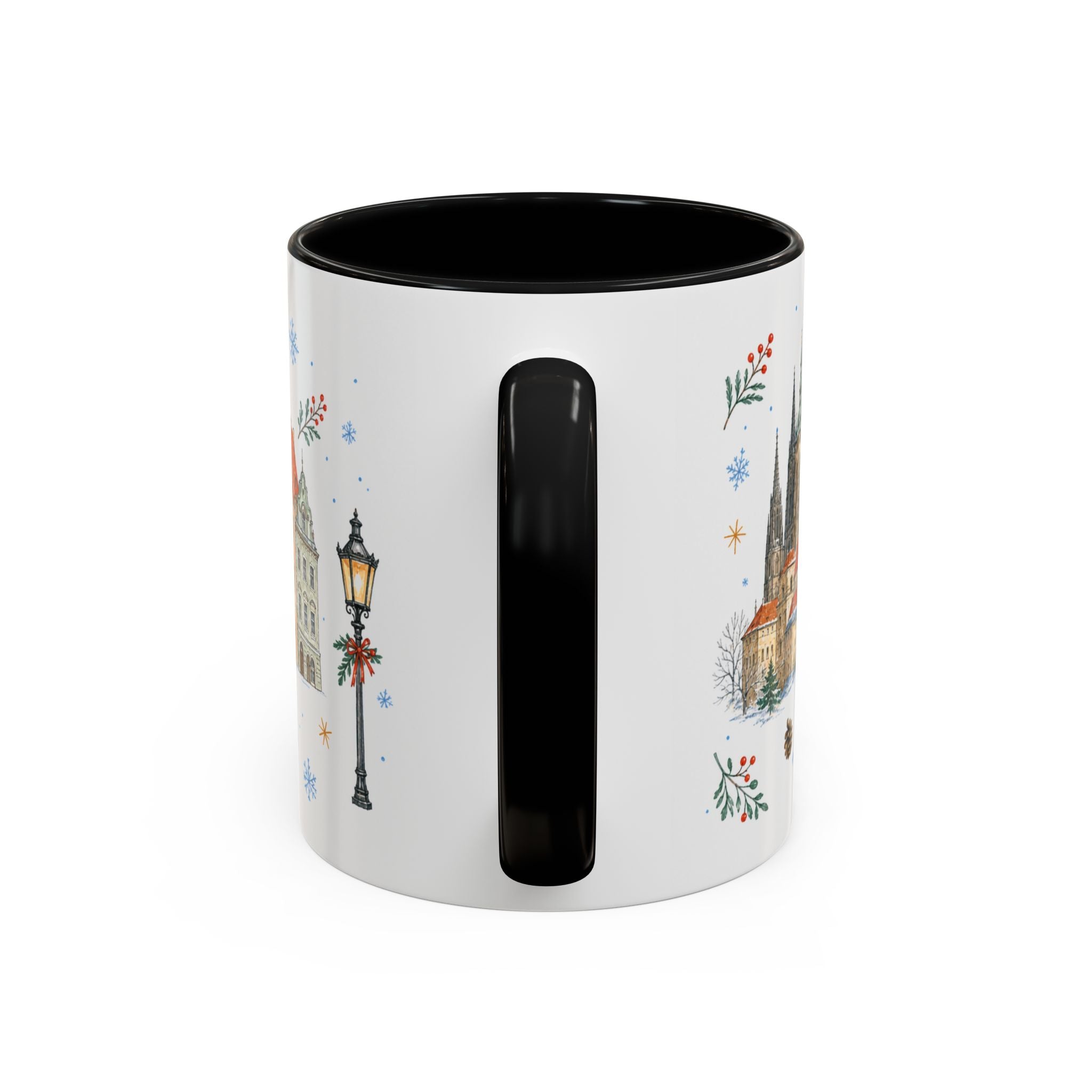 Prague Christmas Mug | Watercolor Travel Souvenir | Holiday Gift | Accent Ceramic Coffee Cup 11oz 15oz