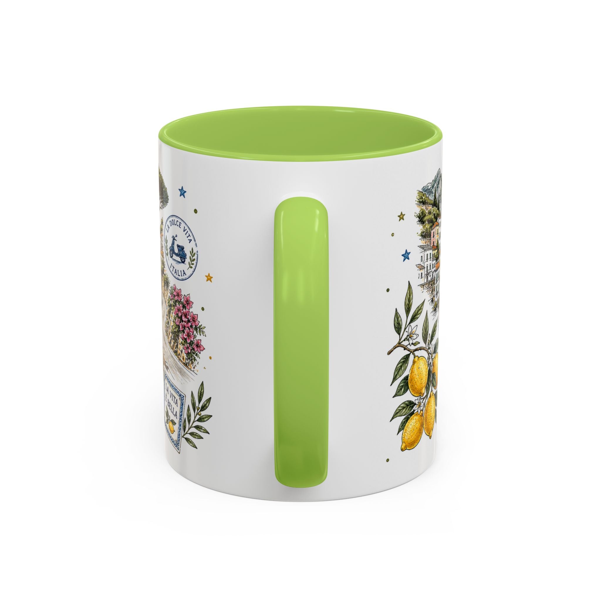 Amalfi Coast Coffee Mug | Travel Destination Souvenir Gift | Accent Color Ceramic 11oz 15oz