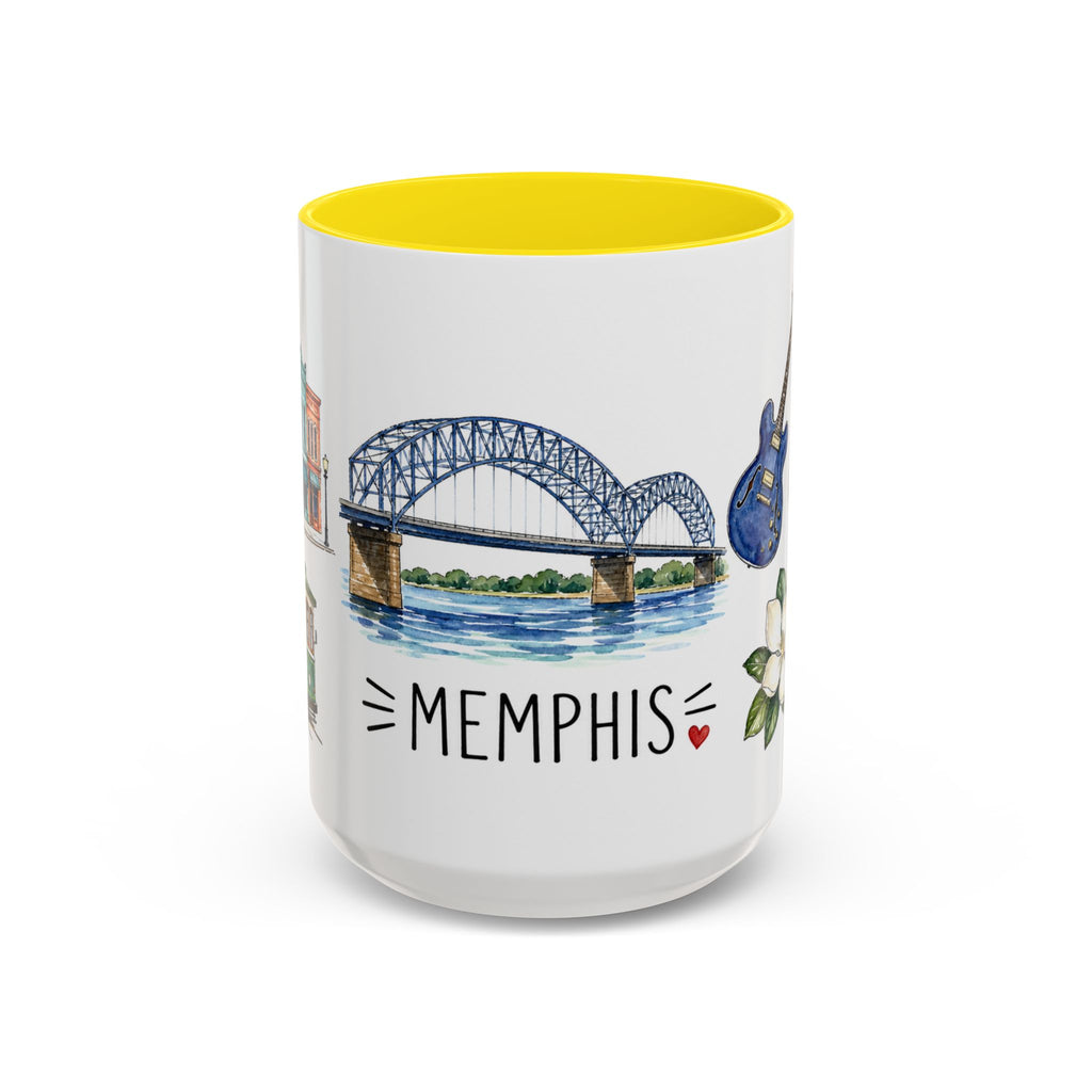 Memphis Illustrated Travel Mug | City Souvenir Accent Coffee Mug | 11oz 15oz Ceramic Cup