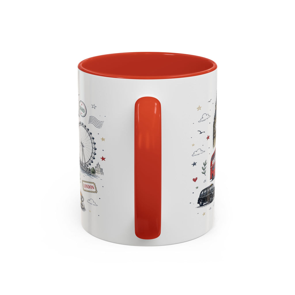London Coffee Mug | England Souvenir Travel Gift | Accent Color Ceramic 11oz 15oz