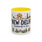 New Delhi Coffee Mug | India Souvenir Travel Gift | Accent Color Ceramic 11oz 15oz