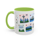 Seattle Coffee Mug | Postage Stamp Collage Mug | Travel Souvenir Accent Cup 11oz 15oz