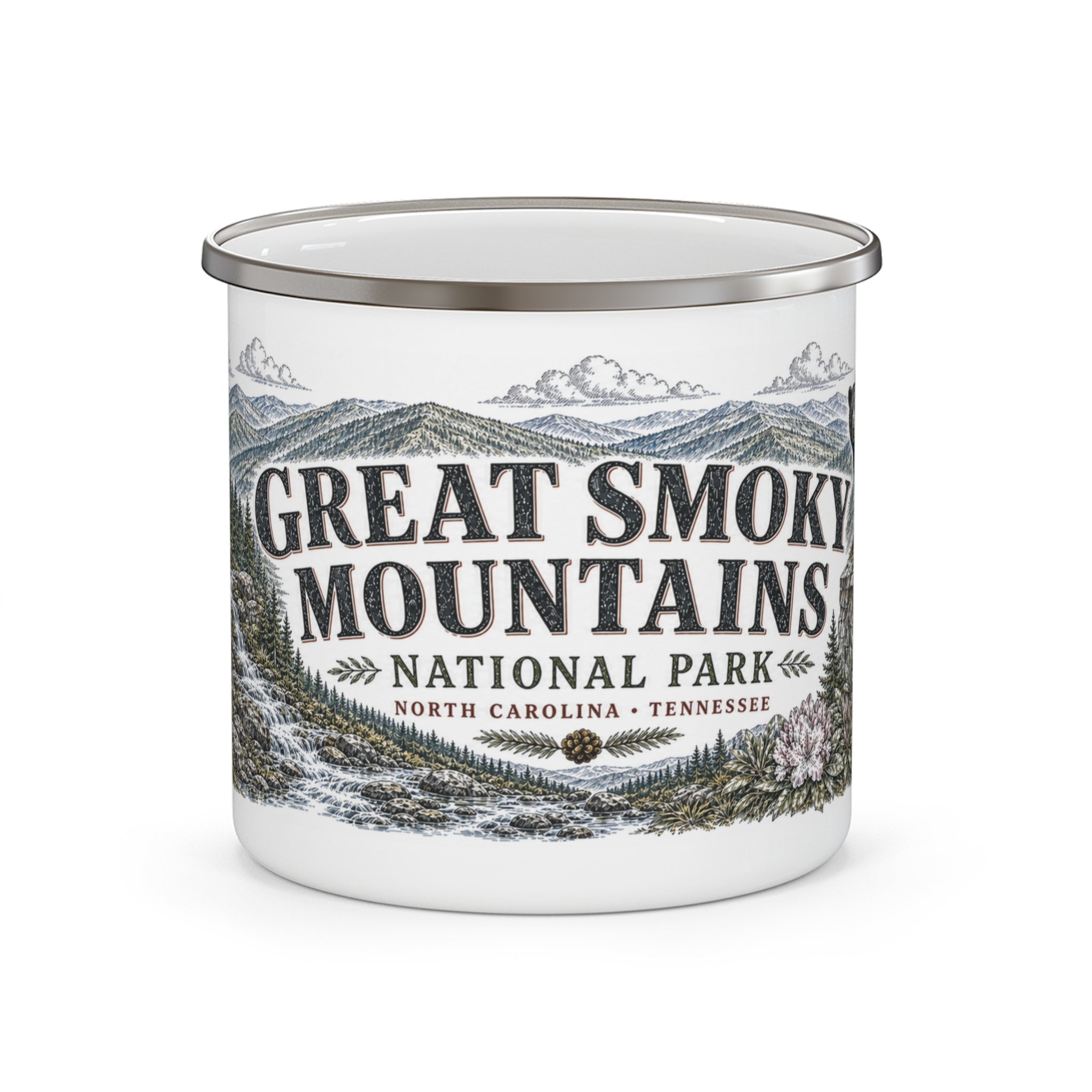 Great Smoky Mountains National Park Vintage Enamel Camping Mug | 12oz National Park Hiking Gift