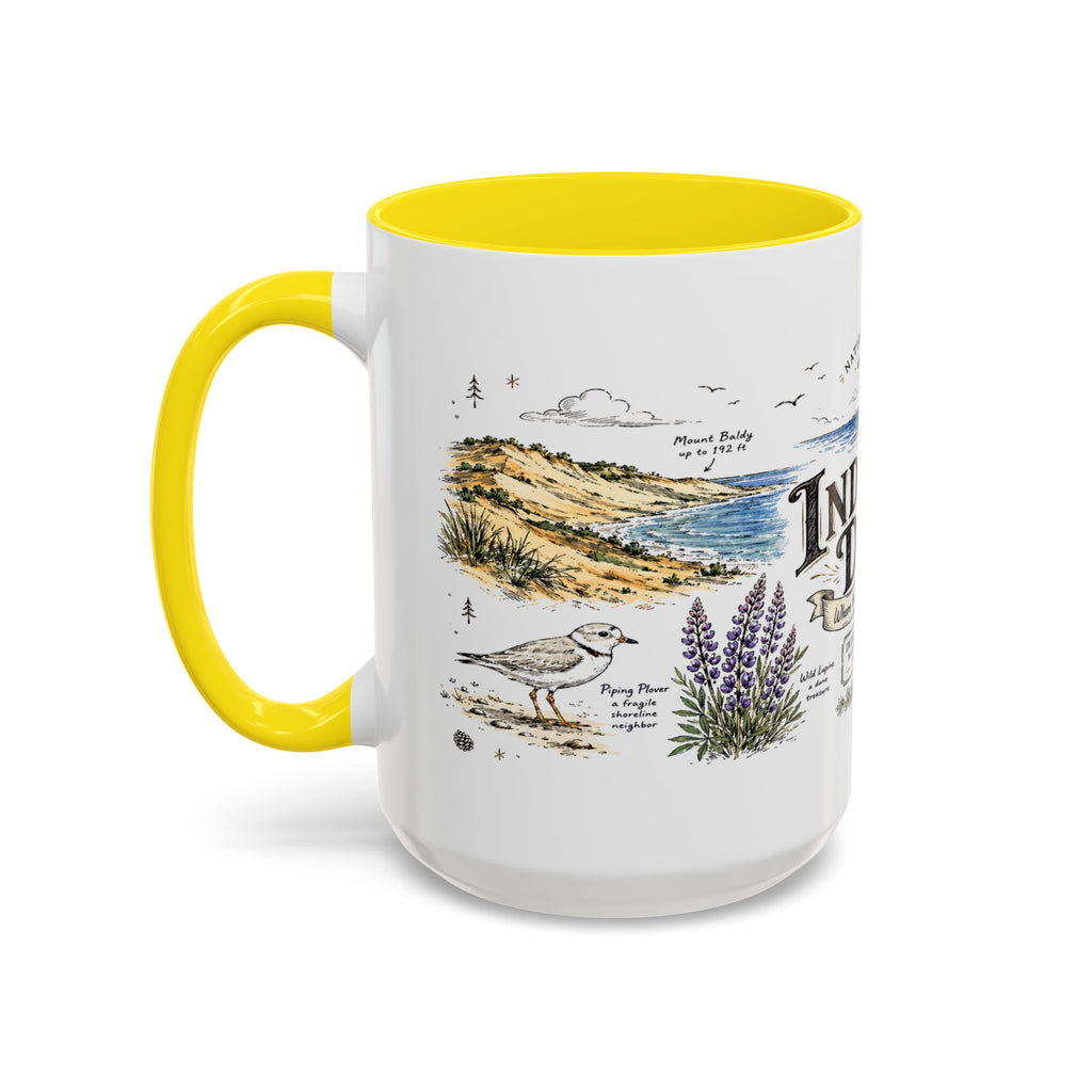Indiana Dunes National Park Coffee Mug | Indiana Lake Michigan Beach Gift | Accent Color Ceramic 11oz 15oz