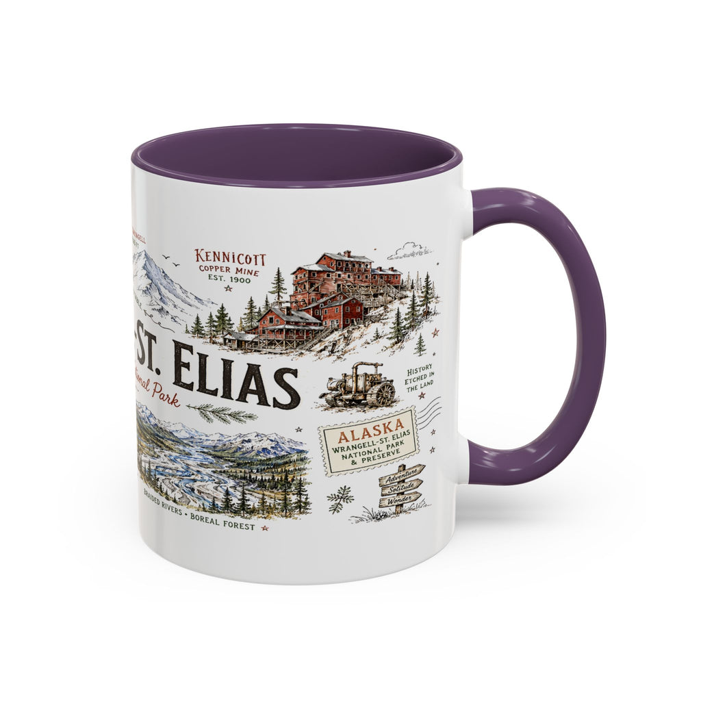 Wrangell-St. Elias National Park Coffee Mug | Alaska Wilderness Climbing Gift | Accent Color Ceramic 11oz 15oz