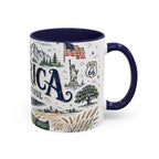 America the Beautiful Coffee Mug | Patriotic USA Gift | Accent Color Ceramic 11oz 15oz
