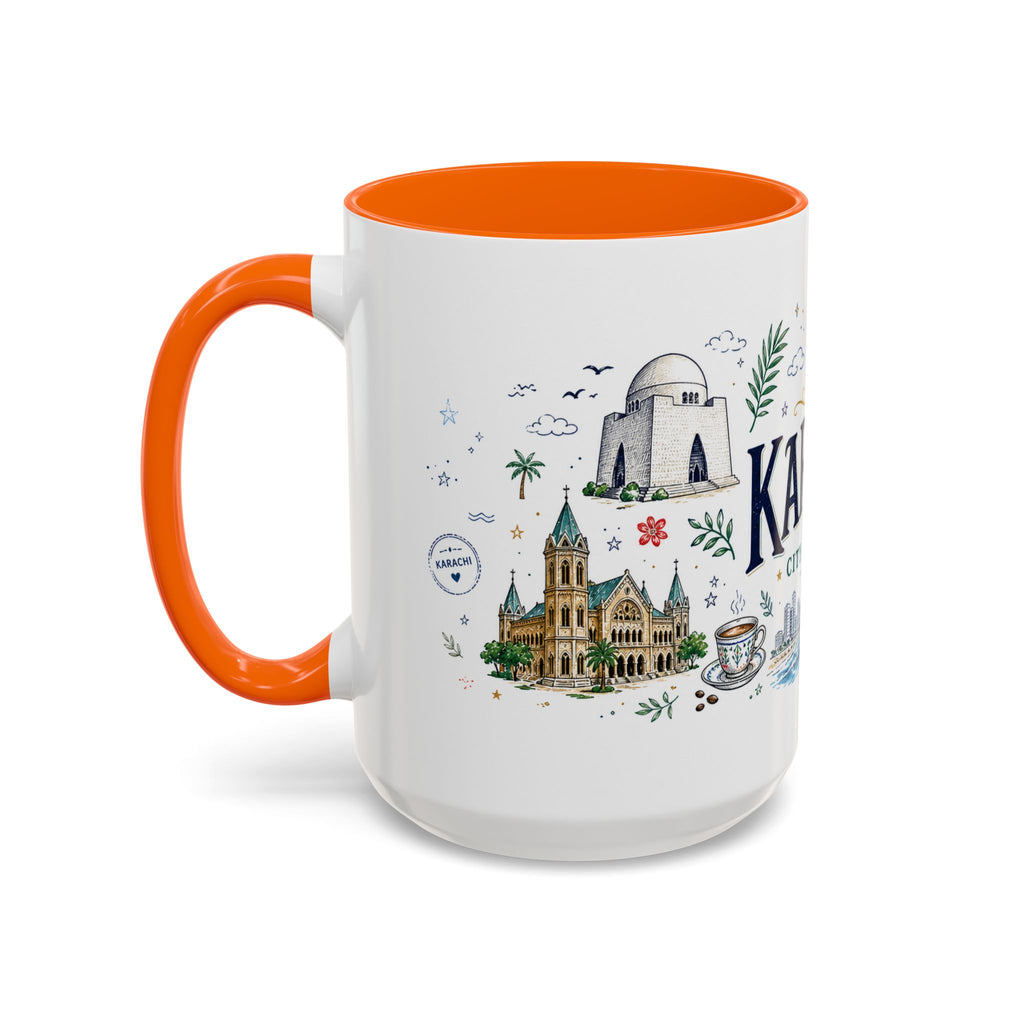 Karachi Coffee Mug | Pakistan Souvenir Travel Gift | Accent Color Ceramic 11oz 15oz