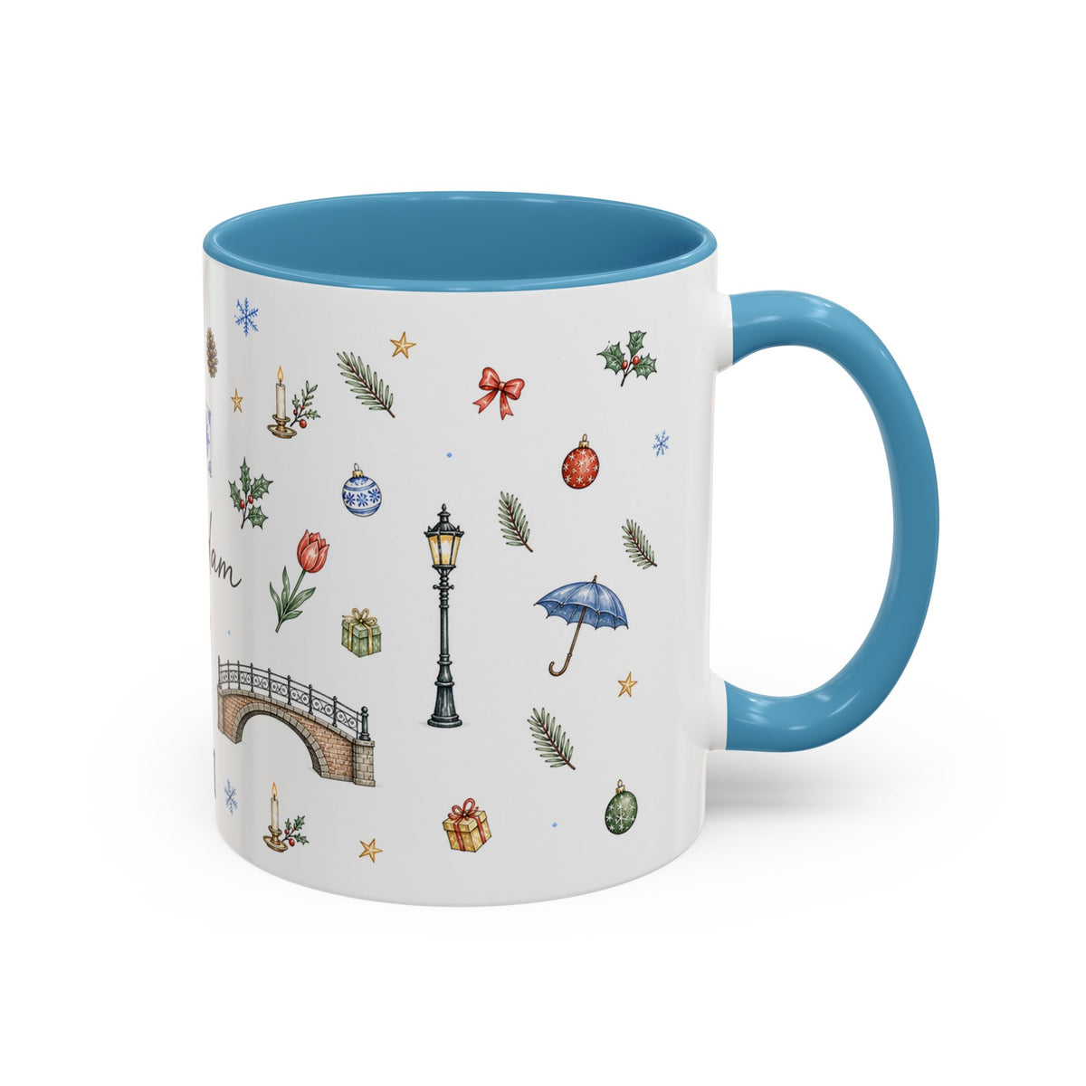 Amsterdam Christmas Watercolor Mug | Festive City Souvenir Coffee Cup