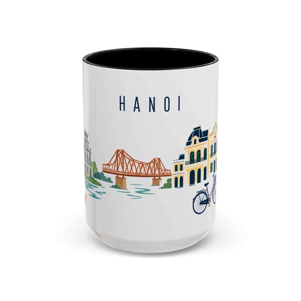 Hanoi Coffee Mug | Vietnam Travel Souvenir | Porcelain Decal City Gift | 11oz 15oz Accent Mug