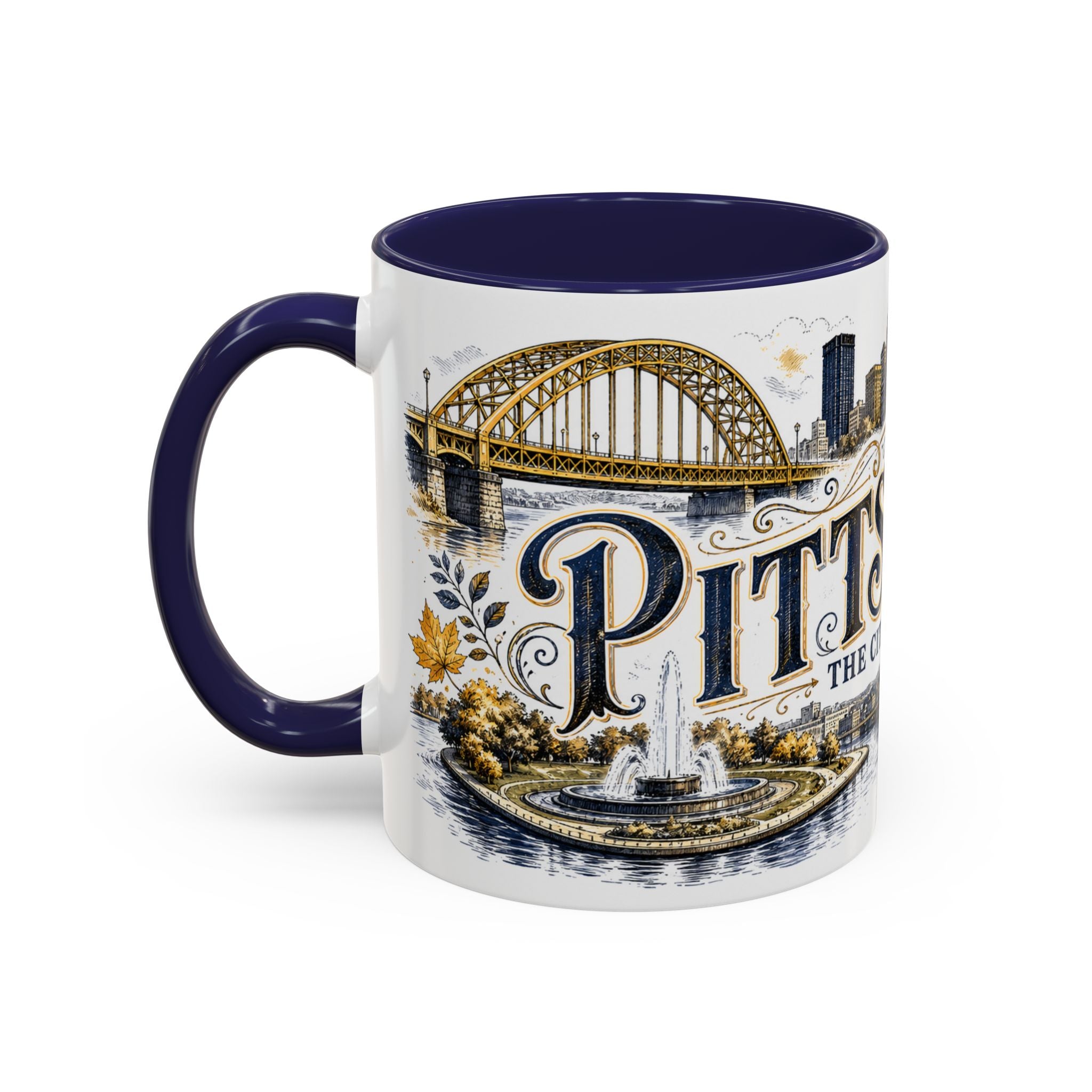 Pittsburgh Coffee Mug | United States Travel Souvenir | Vintage Illustrated City Gift | 11 oz 15 oz Accent Mug