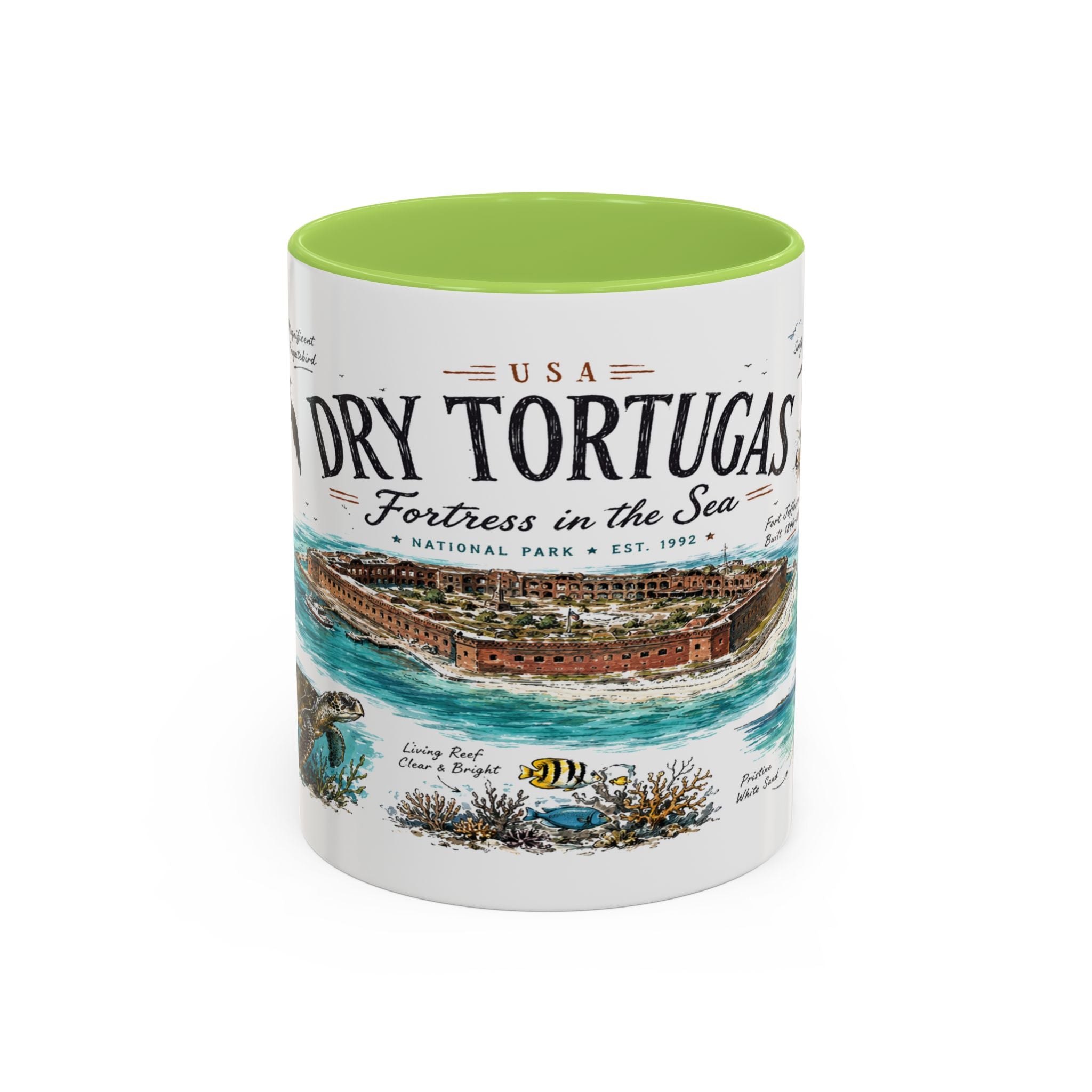 Dry Tortugas National Park Coffee Mug | Florida Island Fort Snorkeling Gift | Accent Color Ceramic 11oz 15oz