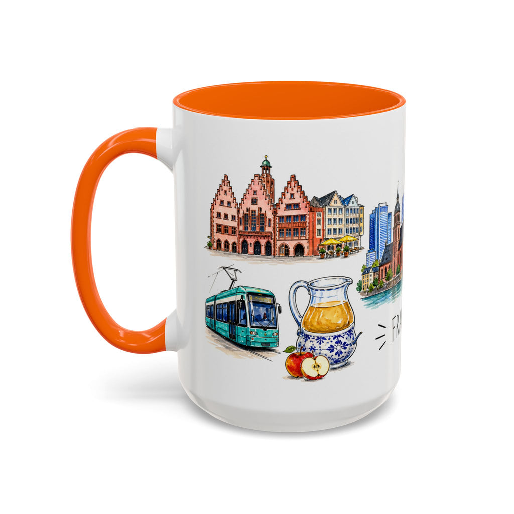 Frankfurt Illustrated Travel Mug | City Souvenir Accent Coffee Mug | 11oz 15oz Ceramic Cup