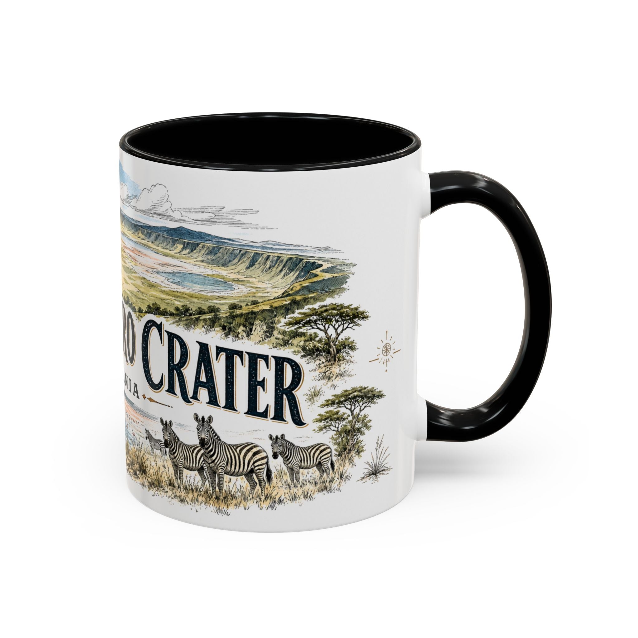 Ngorongoro Crater Mug, Tanzania Travel Souvenir, Bucket List Gift, Accent Ceramic Coffee Mug 11oz 15oz