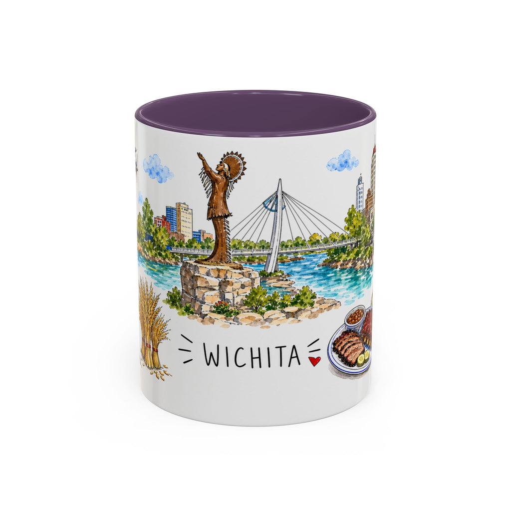 Wichita Illustrated Travel Mug | City Souvenir Accent Coffee Mug | 11oz 15oz Ceramic Cup