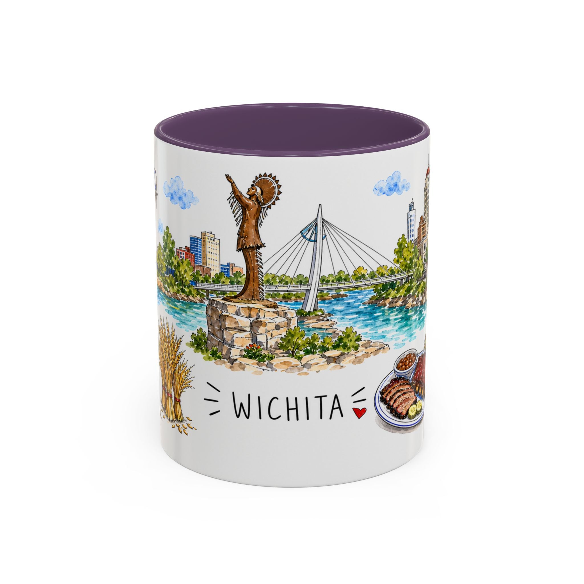 Wichita Illustrated Travel Mug | City Souvenir Accent Coffee Mug | 11oz 15oz Ceramic Cup