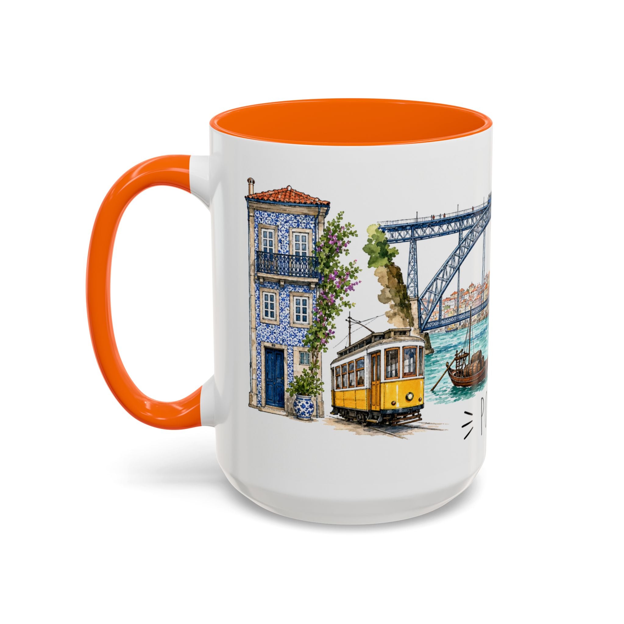 Porto Illustrated Travel Mug | City Souvenir Accent Coffee Mug | 11oz 15oz Ceramic Cup