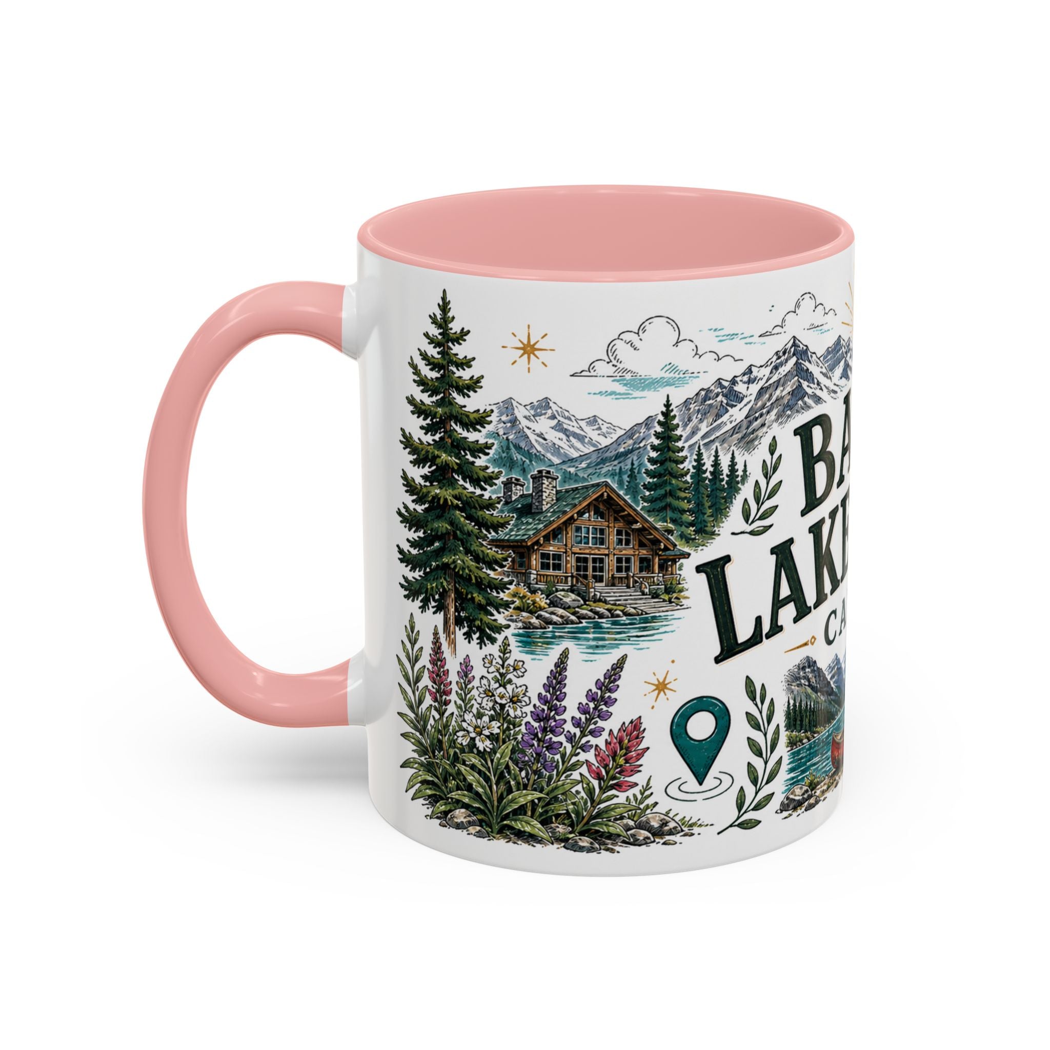 Banff Lake Louise Coffee Mug | Travel Destination Souvenir Gift | Accent Color Ceramic 11oz 15oz