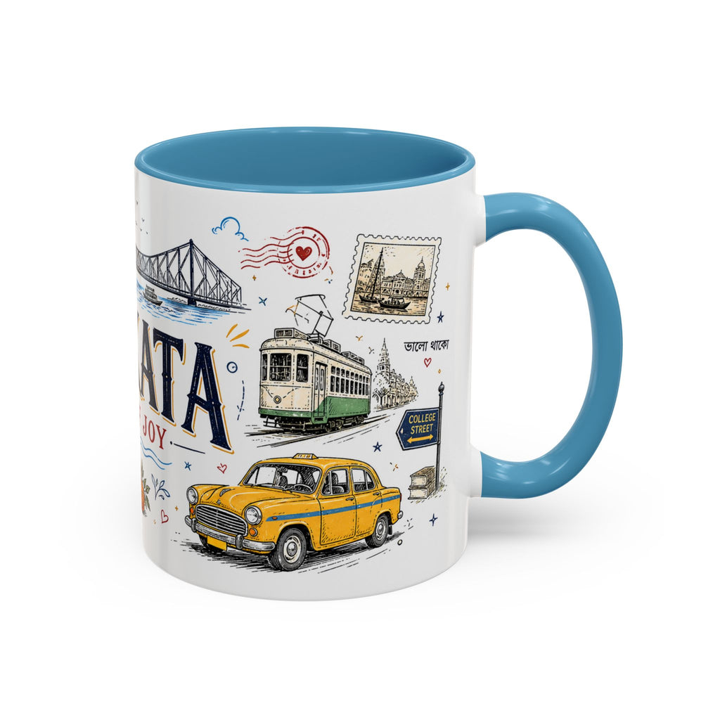 Kolkata Coffee Mug | India Souvenir Travel Gift | Accent Color Ceramic 11oz 15oz